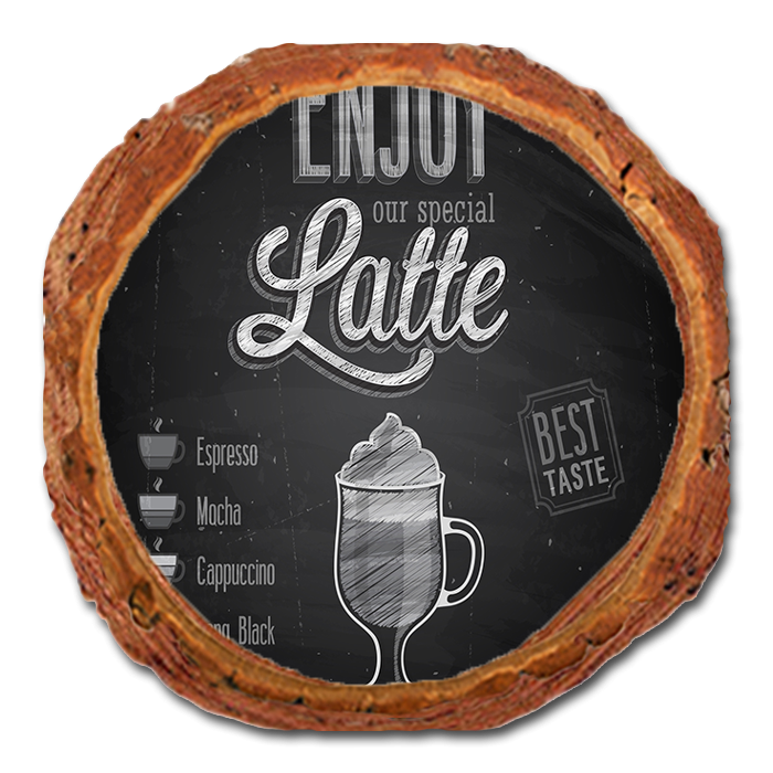 Coaster: Live Edge - Enjoy Latte (Pack of 5)