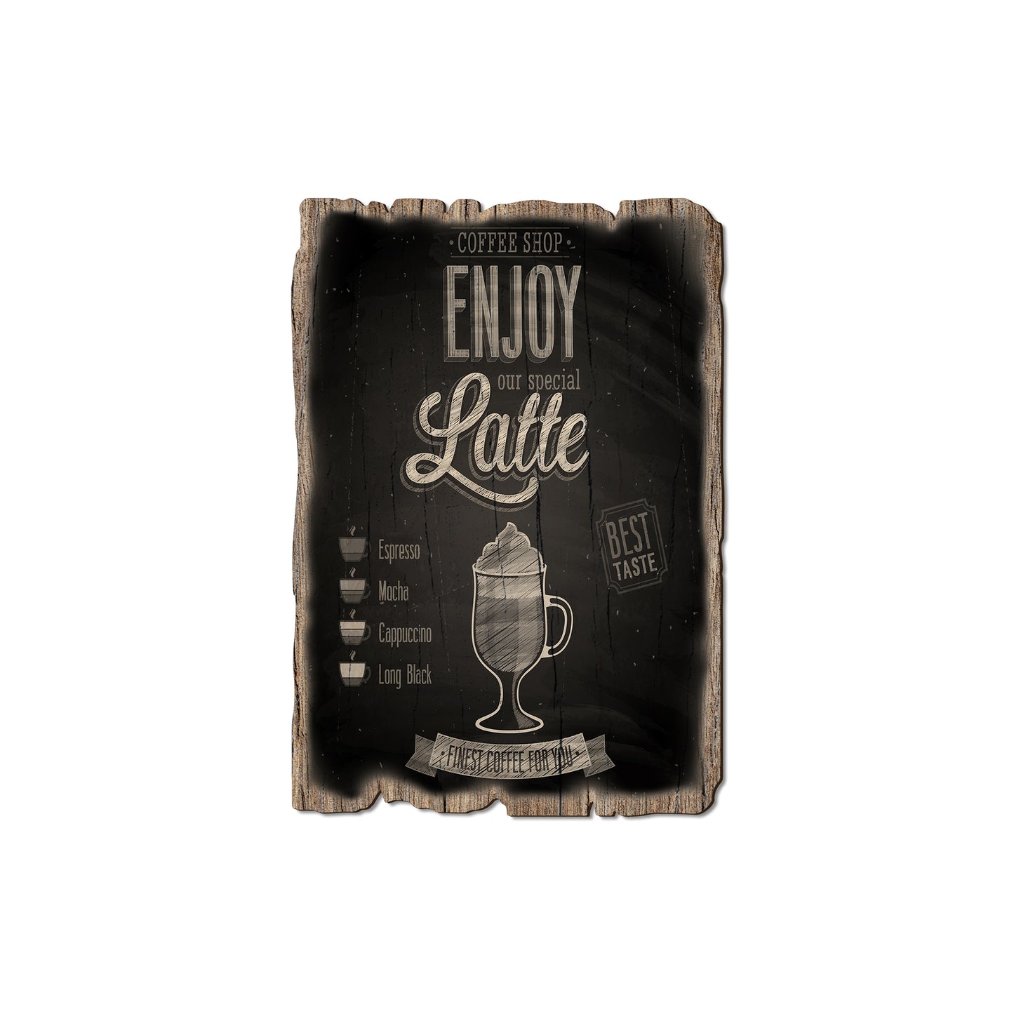 Enjoy Latte - Rustic Edge Postcards & Magnets Rustic Edge Magnet (5pk // $2.80ea)