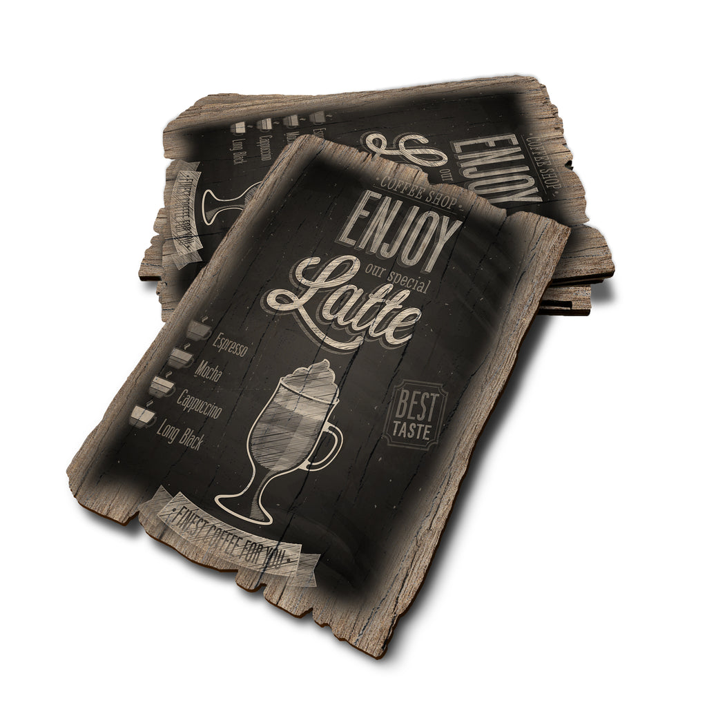 Enjoy Latte - Weathered Edge Rustic Edge Postcard (5pk // $2.80ea)