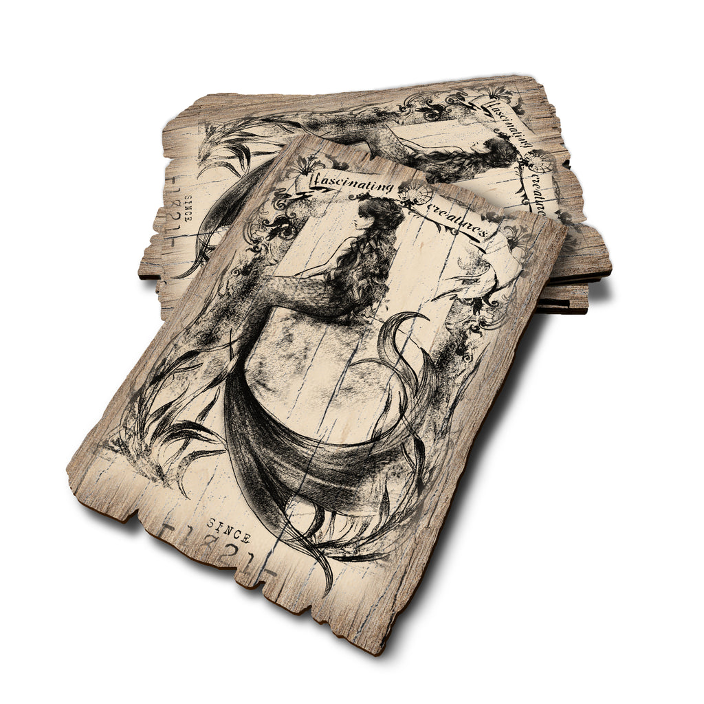 Fascinating Creatures Mermaid - Weathered Edge Rustic Edge Postcard (5pk // $2.80ea)