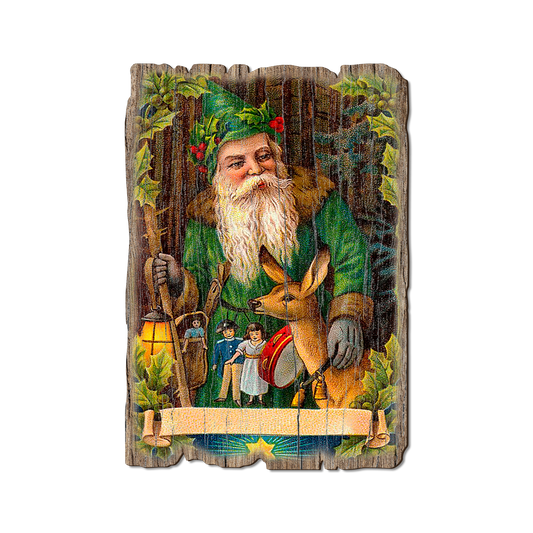 Greeting Card: Weathered Edge - Forest Santa