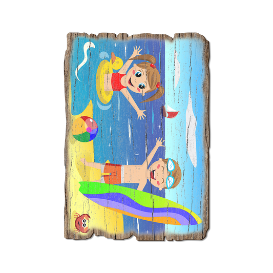 Greeting Card: Weathered Edge - Kids On Beach (Pack of 5)