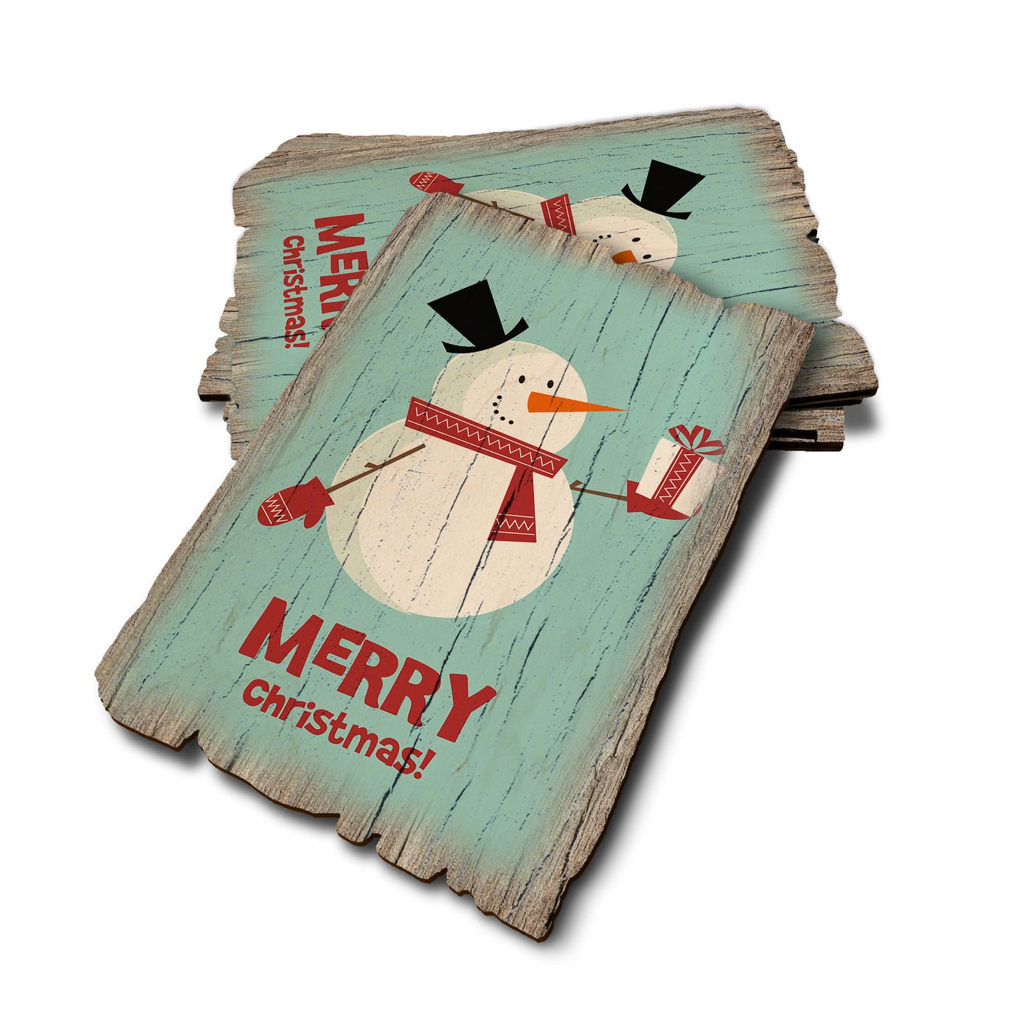 Merry Christmas Snowman - Weathered Edge Rustic Edge Postcard (5pk // $2.80ea)