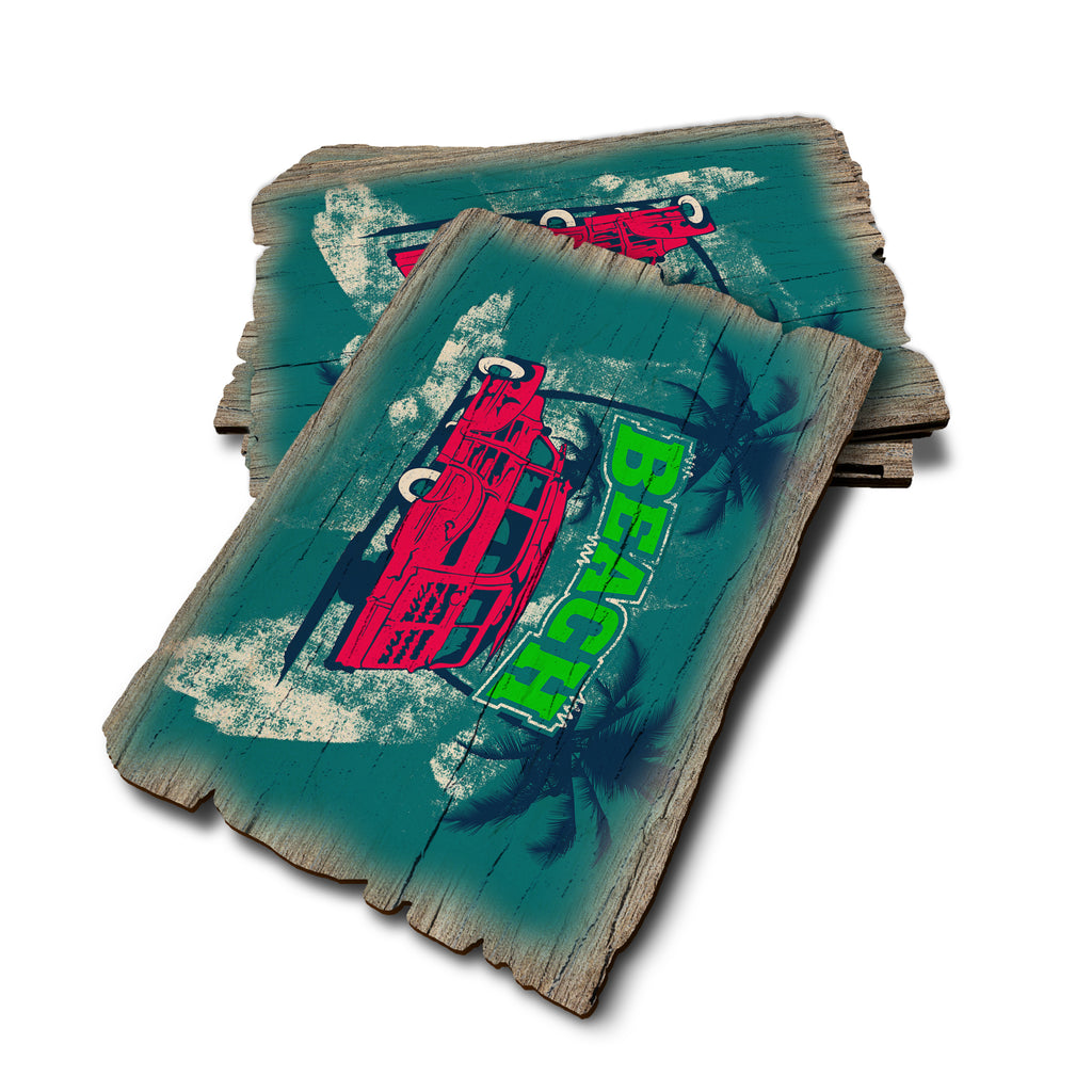 Red Beach Woodie - Weathered Edge Rustic Edge Postcard (5pk // $2.80ea)