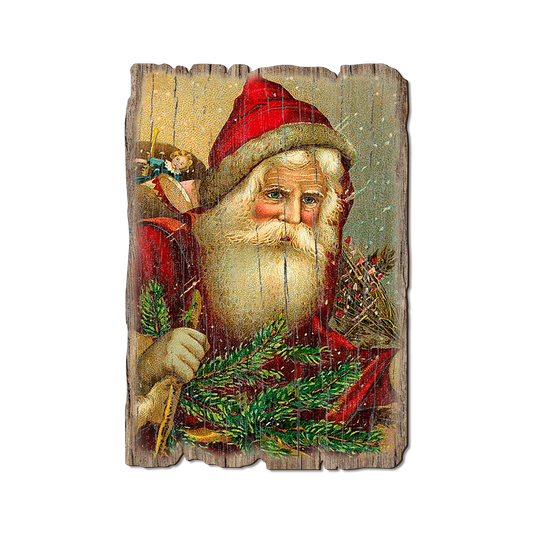 Greeting Card: Weathered Edge - Red Hat Santa