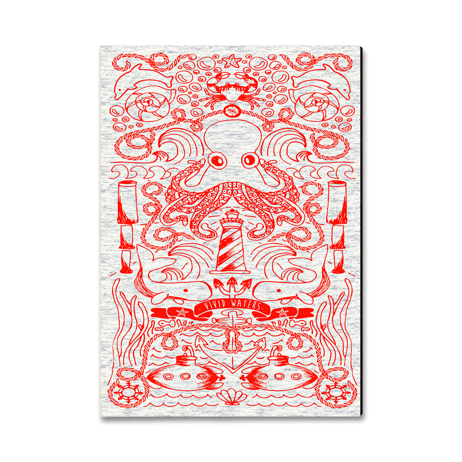Postcard: Classic Edge - Vivid Waters Red