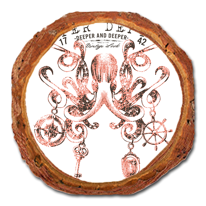 Coaster: Live Edge - Water Depth Octopus (Pack of 5)
