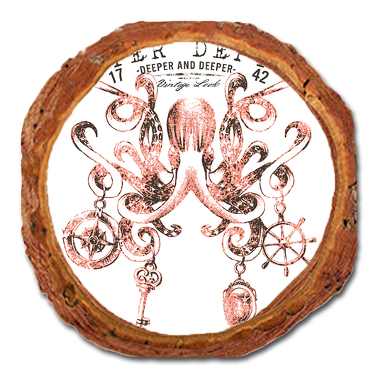 Coaster: Live Edge - Water Depth Octopus (Pack of 5)
