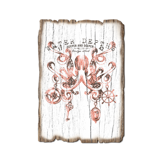 Greeting Card: Weathered Edge - Water Depth Octopus