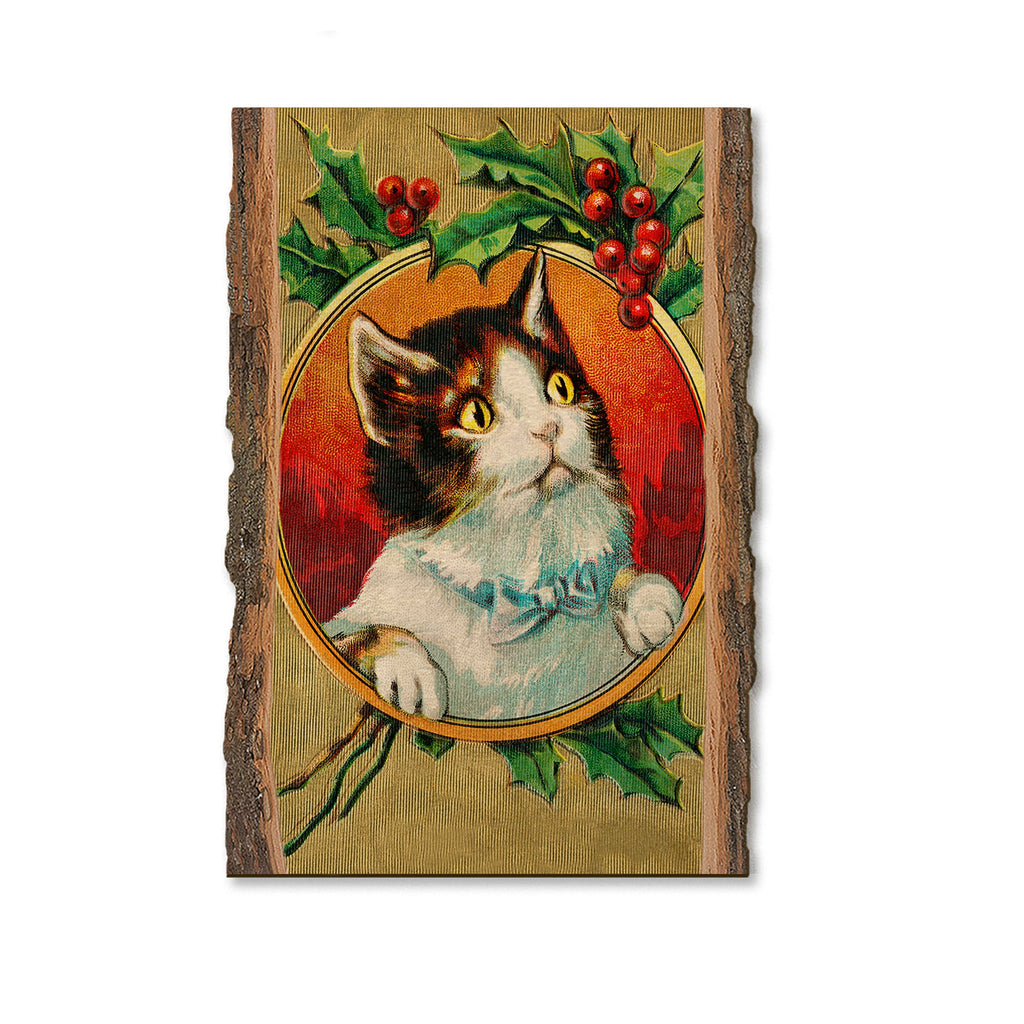Circle Christmas Cat - Holiday - Live Edge