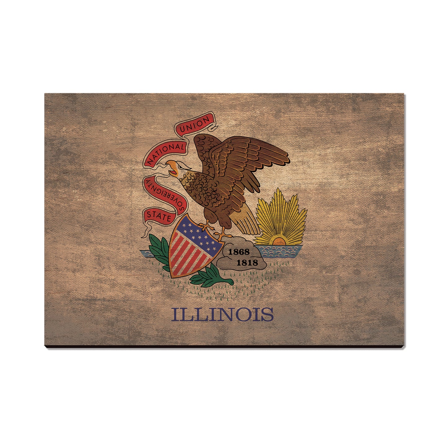 Illinois Wood State Flag - Classic Edge