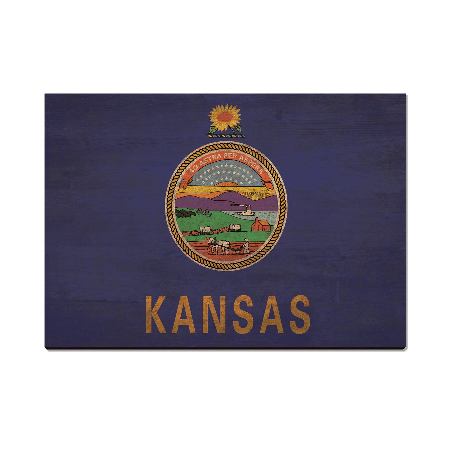 Kansas Wood State Flag - Classic Edge