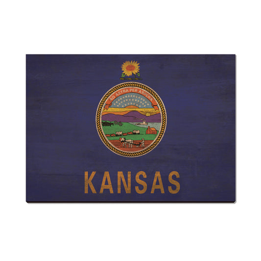 Kansas Wood State Flag - Classic Edge