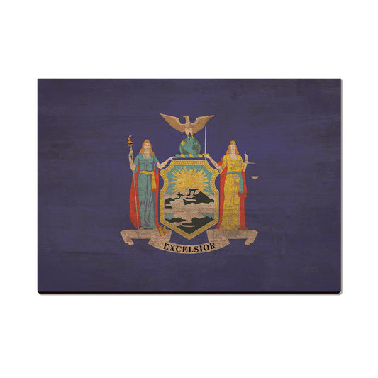 New York Wood State Flag - Classic Edge