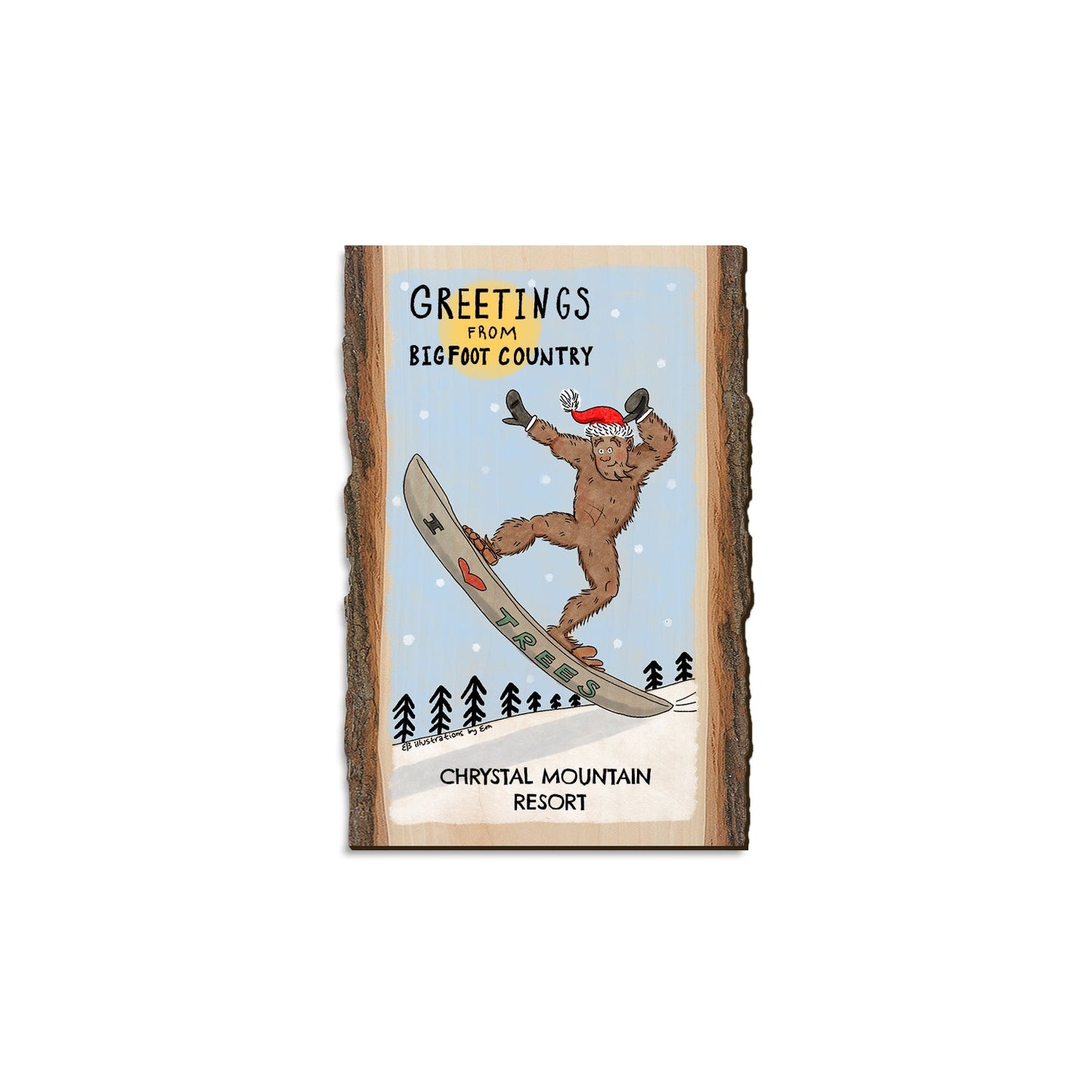 Holiday Bigfoot Snowboarder - Live Edge