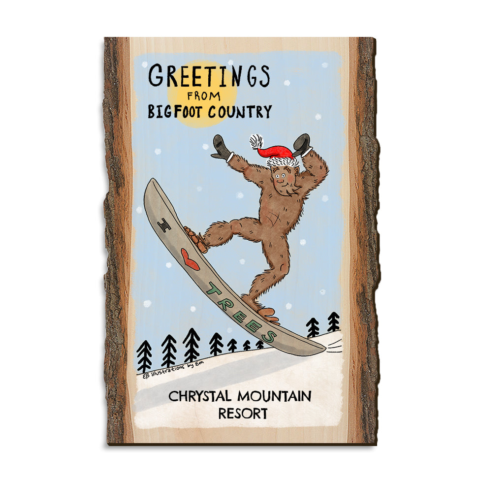 Holiday Bigfoot Snowboarder - Live Edge