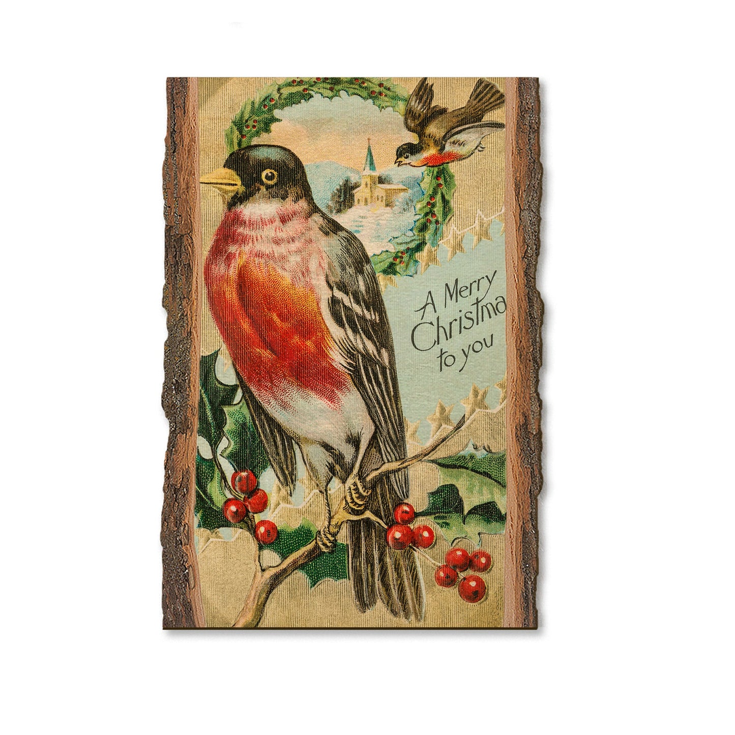 Merry Christmas Robin - Holiday - Live Edge
