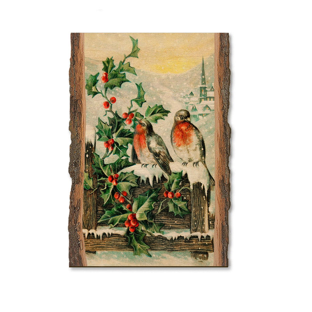 Snowy Fence Birds - Holiday - Live Edge