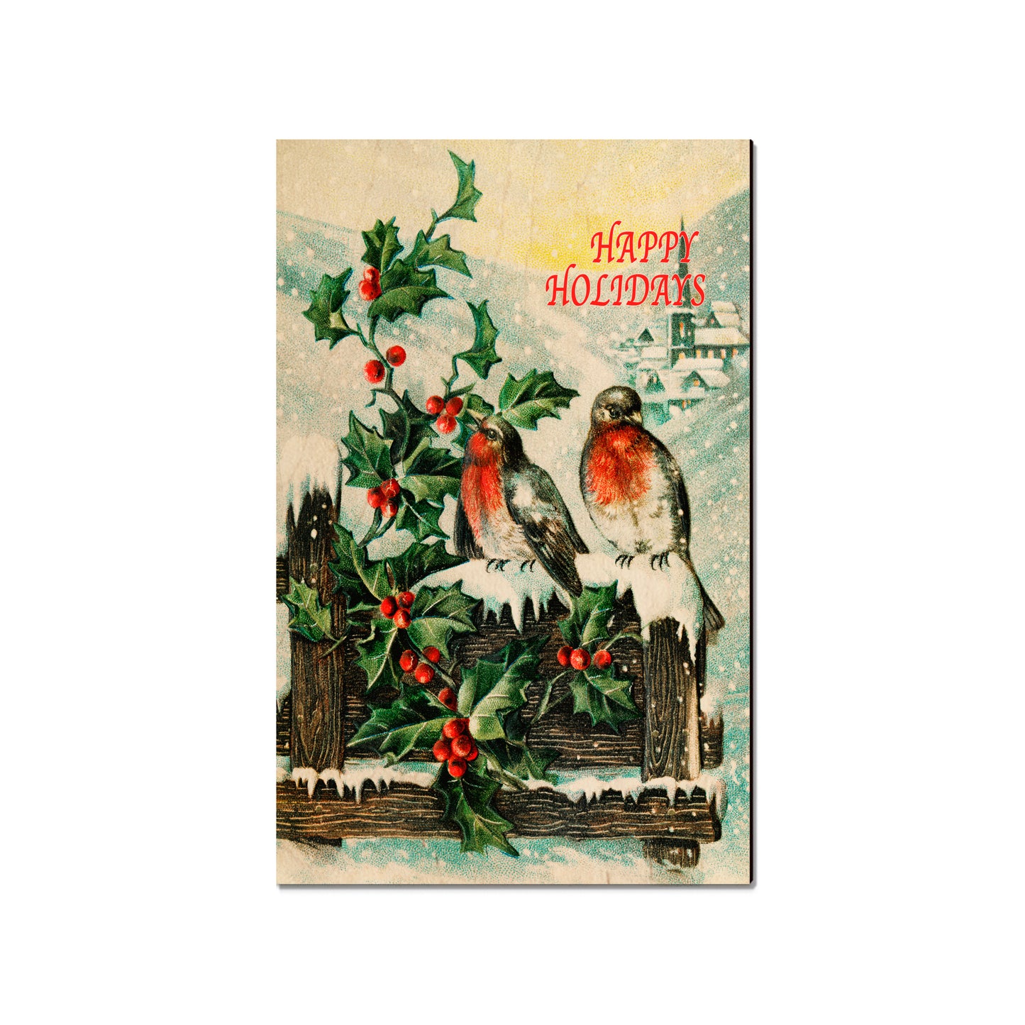 Snowy Fence Birds - Holiday - Classic Edge