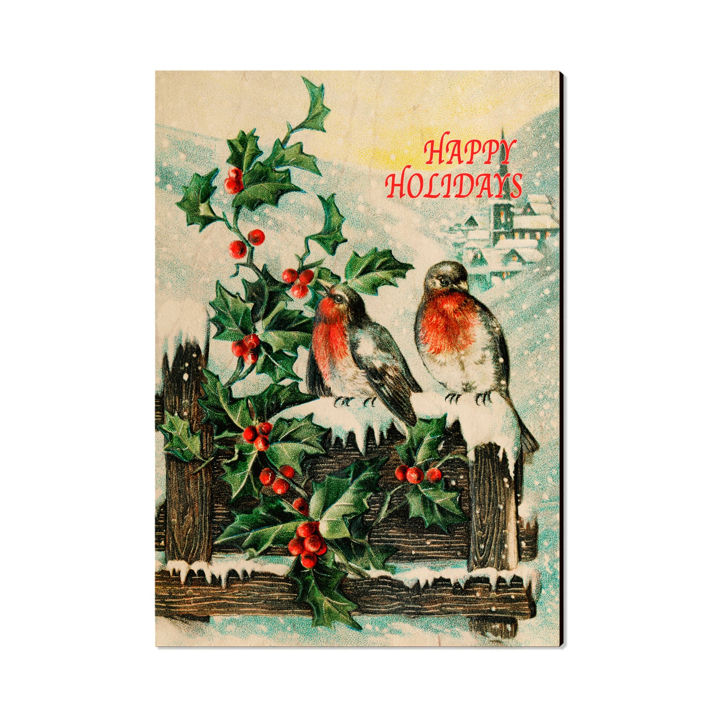 Snowy Fence Birds - Holiday - Classic Edge